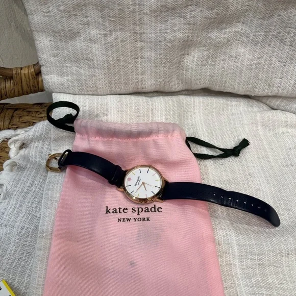 Kate Spade Gold-Tone Watch with Black Strap